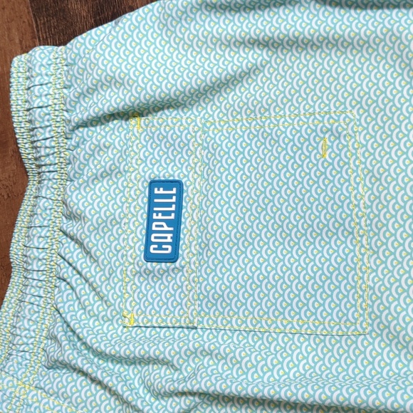 Capelle Classic Collins Compression Swim Trunks Size 4XL in Teal and Yellow - Picture 5 of 9